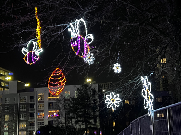 lighted bees in the trees