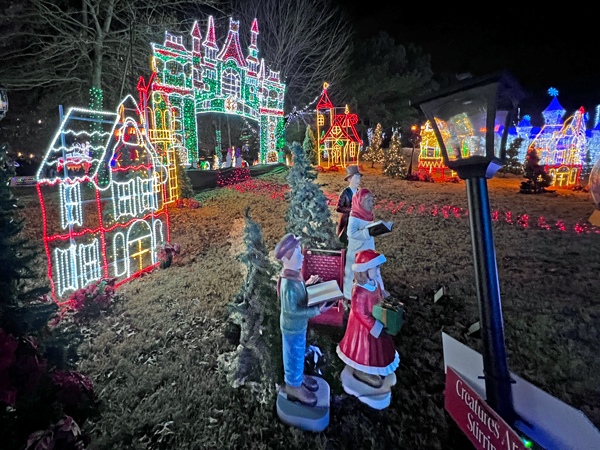 carolers, houses and the castle