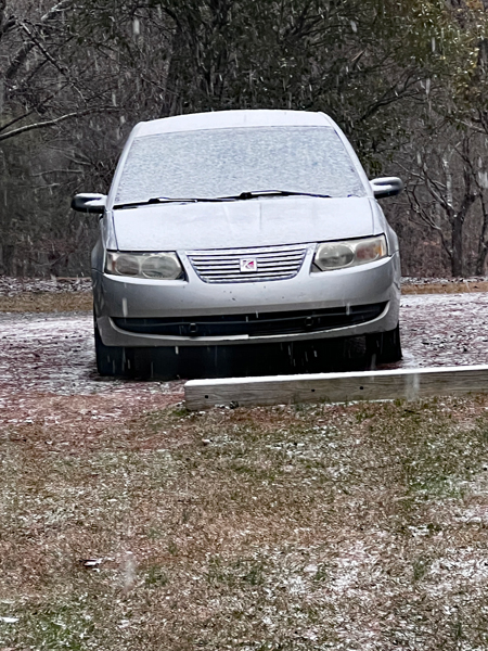 The two RV Gypsies car in the snow