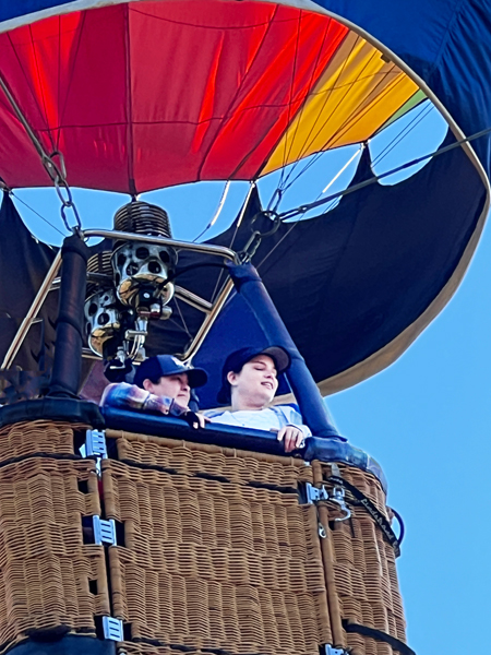 Kristen and Rachel in the hot air balloon