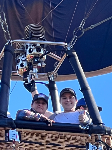 Kristen and Rachel in the hot air balloon
