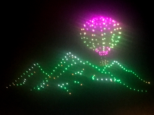 drones form a hot air balloon