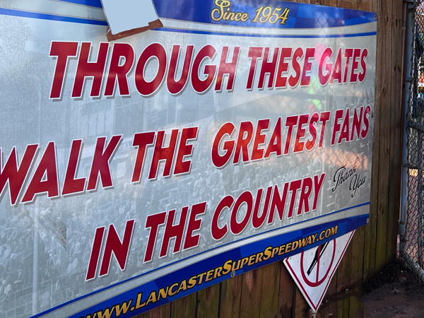 sign at Lancaster Speeedway