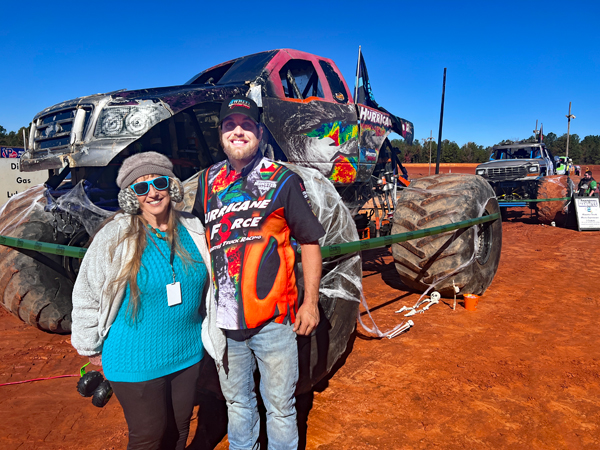 Karen Duquette with Hurricane Force Monster Truck driver Steven Thompson