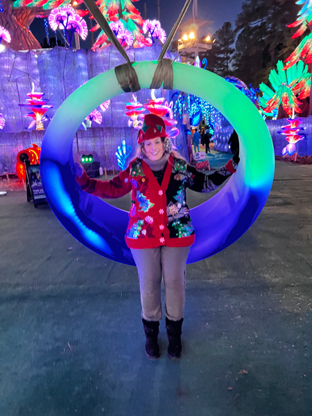 Karen Duquette on a  swing