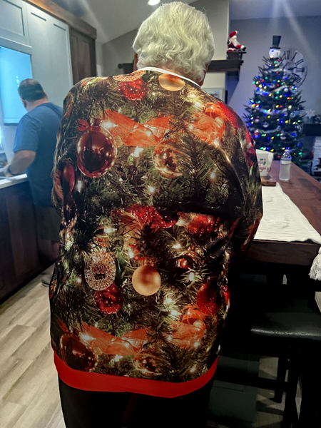 Lee Duquette in his Christmas shirt 