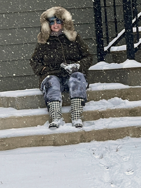 Karen Duquette in the snow