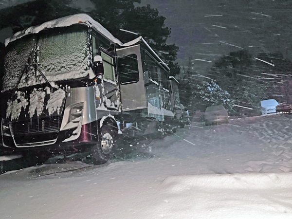 RV in the snow
