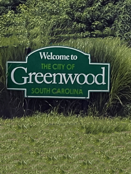 Welcome to Greenwood SC sign