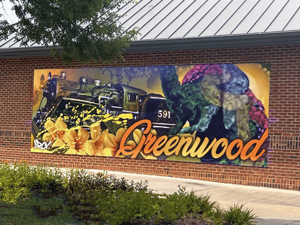 Greenwood mural on a wall
