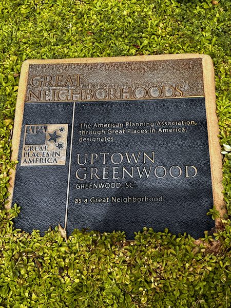 Uptown Greenwood SC plaque