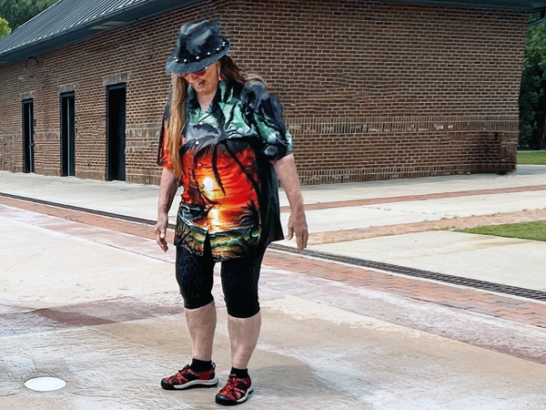 Karen Duquette at the splash pad