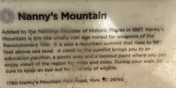 about York County's Nanny's Mountain