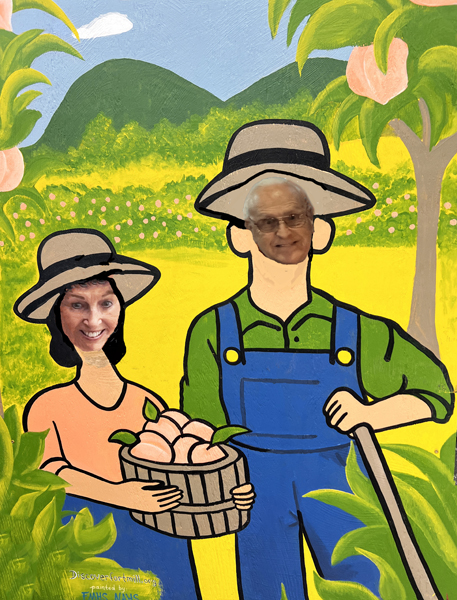 Karen and Lee Duquette as farmers