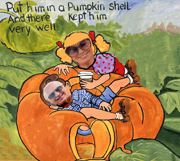 Lee and Kren Duquette in a  big pumpkin