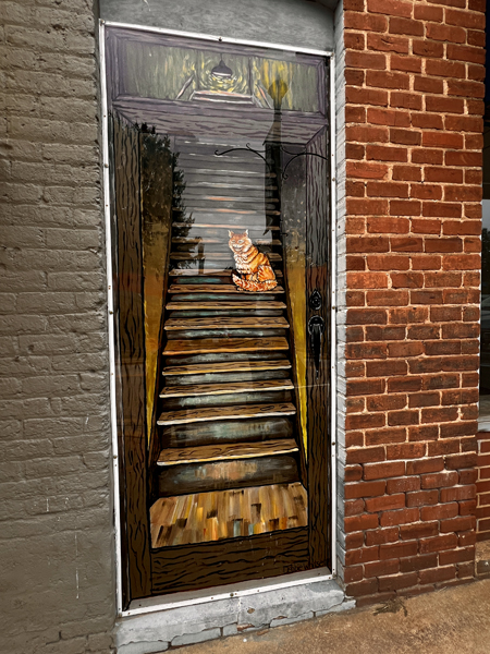 cat on stairs