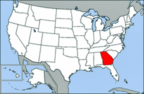 USA map showing location of The USA state of Georgia