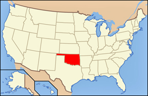 USA map showing location of Oaklhoma