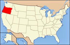 USA map showing location of Oregon