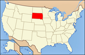 USA map showing location ;of SD