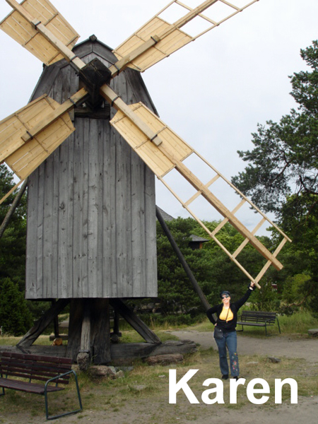 Karen Duquette at a windmill