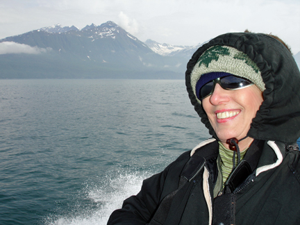 Karen Duquette on a glacier excursion in Alaska