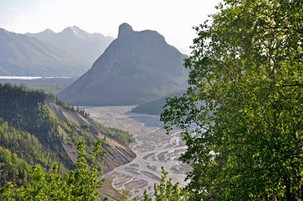 view of a small hill and Matanuska Glacier