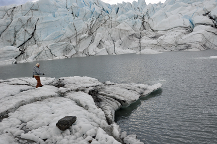 Lee Duquette at the lake in the middle of Matanuska Glacier