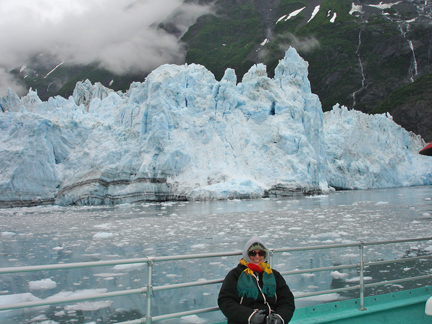 Karen Duquette and Surprise Glacier's pointy tower