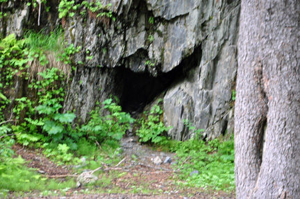 a "cave" in the rocks along the road