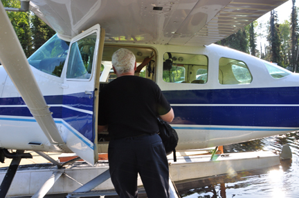 Lee Duquette getting in the floatplane