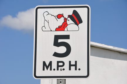 5 mph sign and Frosty