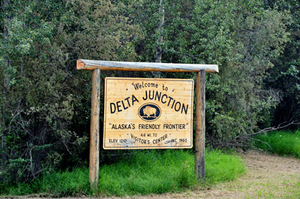 sign Welcome to Delta Junction
