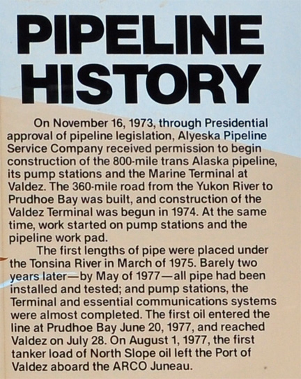 sign about the pipeline history