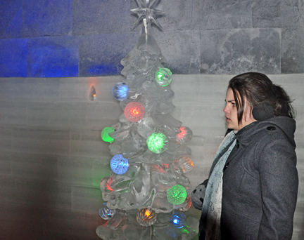 Kristen and the ice Christmas tree
