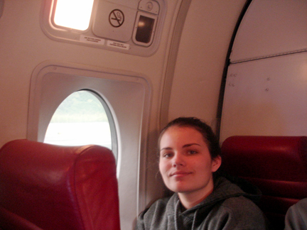 Kristen on the plane
