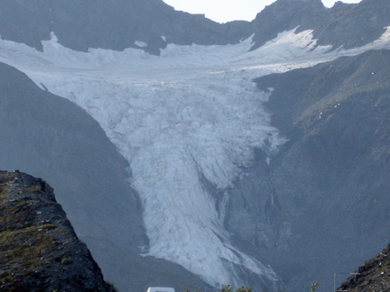 a zoomed-in close up of the glacier 