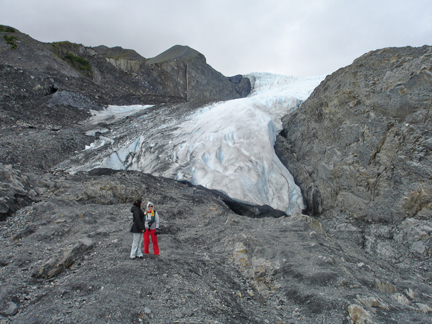 Kristen and Karen on Worthington Glacier in Alaska