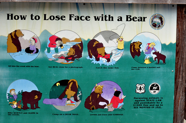 funny but true sign - How to lose face with a bear