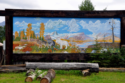 a wolf mural