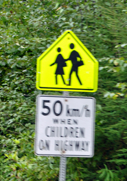 sign about kids on the highway