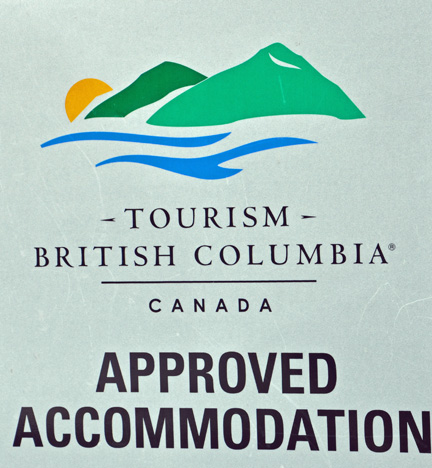 sign - tourism British Columbia Canada approved accommodation