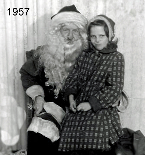 Karen and Santa in 1957