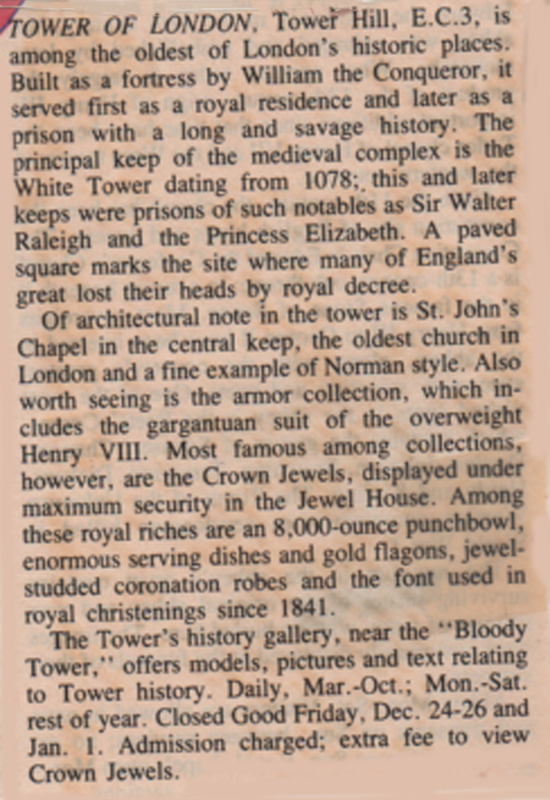news article about the Tower of London