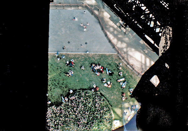 view taken from inside the Eiffel Tower