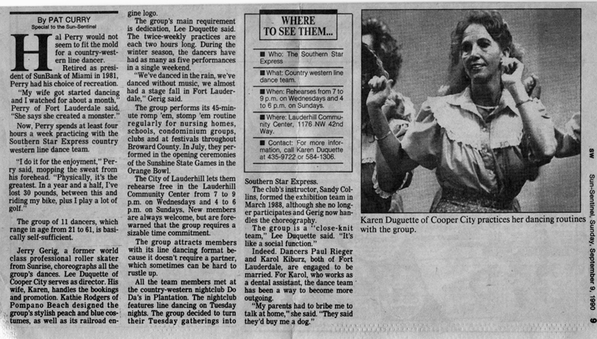 Newspaper article and Karen Duquette