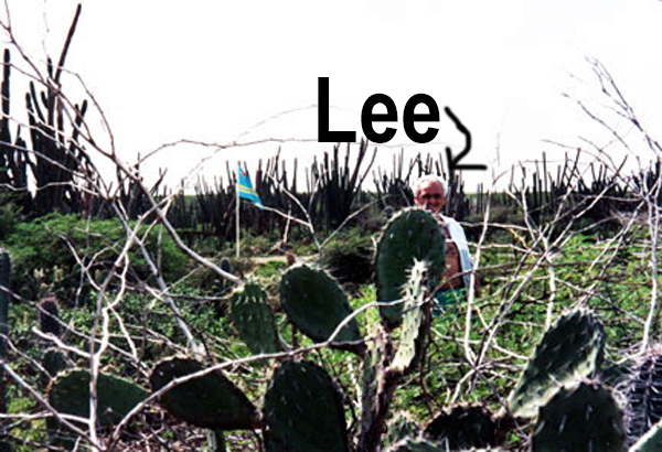 Lee Duquette playing in the field of cacti.