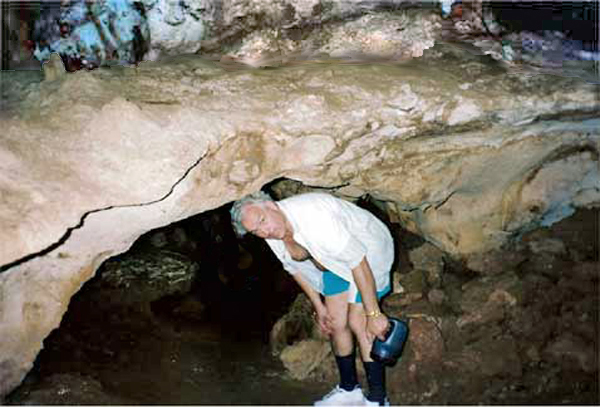 Lee Duquette at cave entrance