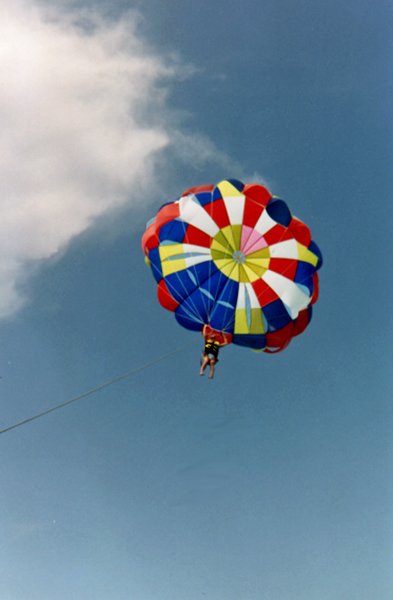 Karen Duquette parasailing in Aruba