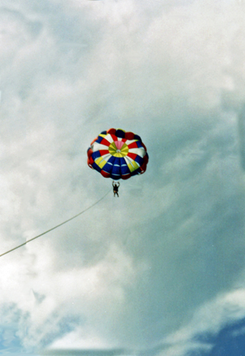 Karen Duquette parasailing in Aruba